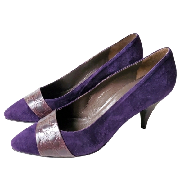 Vintage Shoes - Vintage purple suede high heels 8.5